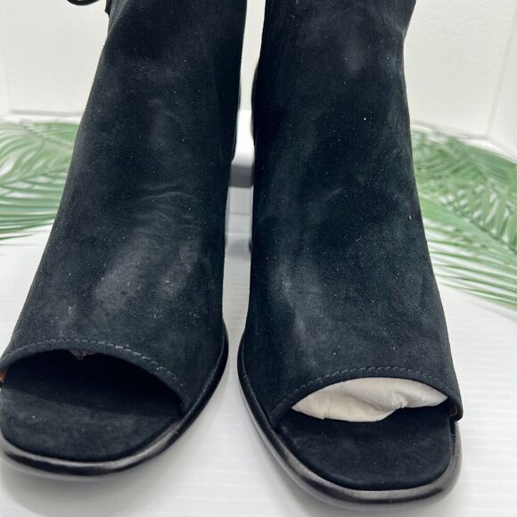 Frye Amy Side Ghillie Black Suede Leather Open Toe Ankle Boots Size 9M NWB - Picture 3 of 13